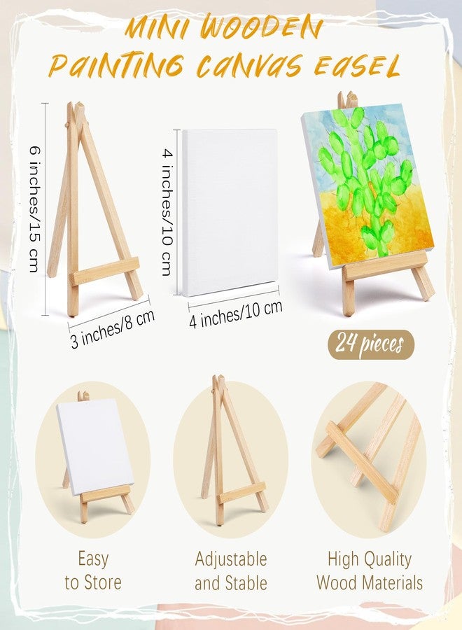 Aodaer 96 Pieces Mini Watercolor Paint Set Include 12 Colors 4 x 4 Inch Watercolor Paints, Wooden Canvas Easels, Canvas Tote Bags, Aprons, Back to School Art Beginner Supplies for Painting - Image 3